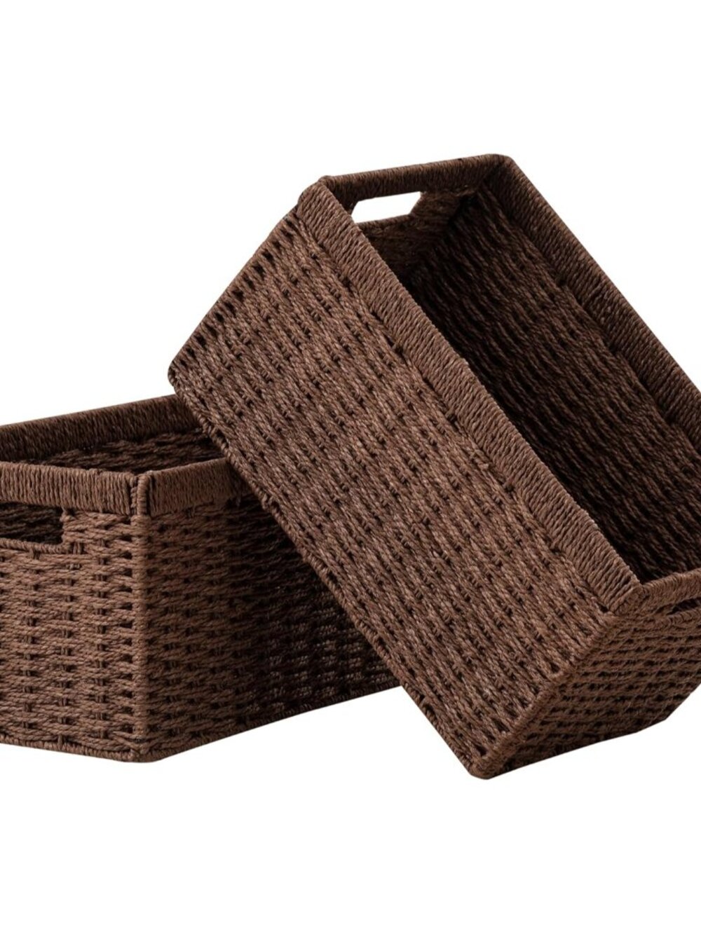 2 Pack Wicker Basket, 13.4L×8.3H×7.1W inch Woven Paper Rope Storage Baskets for